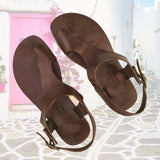 Handcrafted Strappy Vegetal Leather Women Sandalet -Life Style Shoes-Gift Fashion Footwear-Strappy Sandal