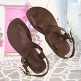 Handcrafted Strappy Vegetal Leather Women Sandalet -Life Style Shoes-Gift Fashion Footwear-Strappy Sandal