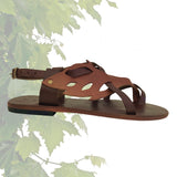 Handcrafted Strappy Strappy Vegetal Leather Women Sandalet Leaf Design-Life Style Shoes-Gift Fashion Footwear-Strappy Sandal