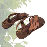 Handcrafted Strappy Strappy Vegetal Leather Women Sandalet Leaf Design-Life Style Shoes-Gift Fashion Footwear-Strappy Sandal