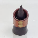 Unique Handcrafted Genuine Vegetal Brown Leather Ring with Gray Agate Stone -Unisex Gift Fashion Jewelry Band with Naturel Stone