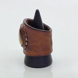 Unique Handcrafted Genuine Vegetal Brown Leather Ring with Tiger Eye Stone-Unisex Gift Fashion Jewelry Band with Naturel Stone