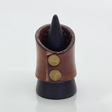 Unique Handcrafted Genuine Vegetal Brown Leather Ring with Tiger Eye Stone-Unisex Gift Fashion Jewelry Band with Naturel Stone