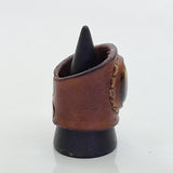 Unique Handcrafted Genuine Vegetal Brown Leather Ring with Tiger Eye Stone-Unisex Gift Fashion Jewelry Band with Naturel Stone
