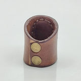 Unique Handcrafted Genuine Vegetal Brown Leather Ring with Tiger Eye Stone-Unisex Gift Fashion Jewelry Band with Naturel Stone