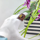 Unique Handcrafted Genuine Vegetal Brown Leather Ring with Tiger Eye Stone-Unisex Gift Fashion Jewelry Band with Naturel Stone