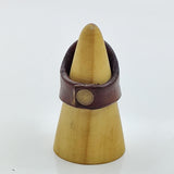 Unique Handcrafted Genuine Vegetal Brown Leather Ring with Blue Agate Stone-Size 10 Unisex Gift Fashion Jewelry with Natural Stone Band