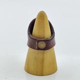 Unique Handcrafted Genuine Vegetal Brown Leather Ring with Blue Agate Stone-Size 10 Unisex Gift Fashion Jewelry with Natural Stone Band