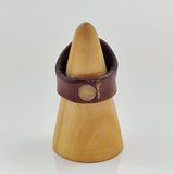 Unique Handcrafted Genuine Vegetal Brown Leather Ring with Blue Agate Stone-Size 10 Unisex Gift Fashion Jewelry with Natural Stone Band