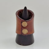 Unique Handcrafted Genuine Vegetal Brown Leather Ring with Tiger Eye Stone-Unisex Gift Fashion Jewelry Band with Naturel Stone