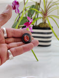 Unique Handcrafted Genuine Vegetal Black Leather Ring with Amber Agate Stone with White Stripes-Size 10.5 Gift Unisex Fashion Jewelry Band