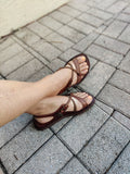 Handcrafted Strappy Strappy Vegetal Leather Women Sandalet -Life Style Shoes-Gift Fashion Footwear-Strappy Sandal