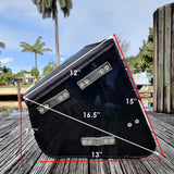 Handcrafted Vegetal Leather Black Skull Motorcycle Left Side Saddle Bag-Softail and Universal Swingarm Bag with Skull Design