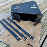 Handcrafted Vegetal Leather Black Motorcycle Left Side Saddlebag with Chain-Gift Harley Davidson Softail-Universal Swingarm Bag