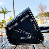 Handcrafted Vegetal Leather Black Motorcycle Left Side Saddlebag with Chain-Gift Harley Davidson Softail-Universal Swingarm Bag