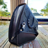 Handcrafted Genuine Leather Motorcycle Left Side Iron Horse Saddlebag-Black Harley Davidson Softail-Universal Swingarm Bag