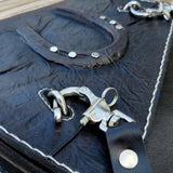 Handcrafted Genuine Leather Motorcycle Left Side Iron Horse Saddlebag-Black Harley Davidson Softail-Universal Swingarm Bag