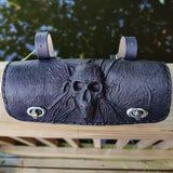 MADE TO ORDER- Handcafted Genuine Vegetal Leather Front Fork Tool Bag - Leather Motorcycle Bags - Cool Skull Design Motorcycle Bag