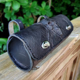 MADE TO ORDER- Handcafted Genuine Vegetal Leather Front Fork Tool Bag - Leather Motorcycle Bags - Cool Skull Design Motorcycle Bag