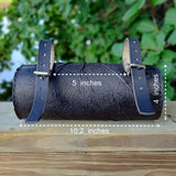 MADE TO ORDER- Handcafted Genuine Vegetal Leather Front Fork Tool Bag - Leather Motorcycle Bags - Cool Skull Design Motorcycle Bag
