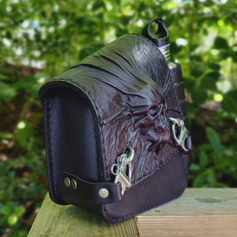 Handcrafted Vegetal Leather Black Motorcycle Right Side Saddle Bag