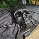 MADE TO ORDER-Handcafted Genuine Vegetal Leather Front Fork Tool Bag - Leather Motorcycle Bags - Cool Skull Design Motorcycle Bag