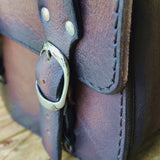 Handcrafted Vegetal Leather Brown-Black Left Side Motorcycle Saddlebag-Harley Davidson Softail-Universal Custom Swingarm Bag