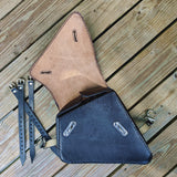 Handcrafted Vegetal Leather Black Motorcycle Right Side Skull Saddle Bag-Harley Davidson Sportster-Universal Motorcycle Swingarm Bag