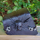 Handcrafted Vegetal Leather Black Motorcycle Right Side Skull Saddle Bag-Harley Davidson Sportster-Universal Motorcycle Swingarm Bag