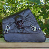 Handcrafted Vegetal Leather Black Motorcycle Right Side Skull Saddle Bag-Harley Davidson Sportster-Universal Motorcycle Swingarm Bag