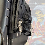 Handcrafted Vegetal Leather Motorcycle Left Side Skull Saddlebag-Harley Davidson Softail-Universal Motorcycle Swingarm Bag