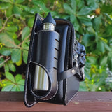 Handcrafted Vegetal Leather Motorcycle Left Side Skull Saddlebag-Harley Davidson Softail-Universal Motorcycle Swingarm Bag
