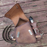 Handcrafted Vegetal Brown Leather Skull Motorcycle Right Side Saddlebag-Harley Davidson Sportster-Universal Swingarm Bag