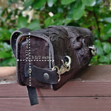 Made To Order-Handcrafted Genuine Vegetal Leather Tool Bag With Embossed Skull Design-Harley Davidson and Universal Motorcycle Bag