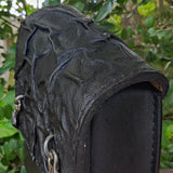 Handcrafted Vegetal Leather Black Motorcycle Left Side Wave Design Saddlebag-Harley Davidson Softail-Universal Swingarm Bag