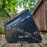 Handcrafted Vegetal Leather Black Motorcycle Left Side Wave Design Saddlebag-Harley Davidson Softail-Universal Swingarm Bag