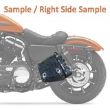 Handcrafted Vegetal Leather Black Right Side Wave Design Motorcycle Saddlebag-Harley Davidson Sportster-Universal Swingarm Bag