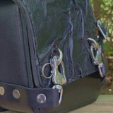 Handcrafted Vegetal Leather Black Right Side Wave Design Motorcycle Saddlebag-Harley Davidson Sportster-Universal Swingarm Bag