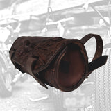 Made To Order-Handcrafted Genuine Vegetal Brown Leather Front Fork Tool Bag With Embossed Skull Design-HD and Universal Motorcycle Bag
