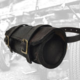 Made To Order-Handcrafted Genuine Black Leather Front Fork Tool Bag With Embossed Wave Design-HD and Universal Motorcycle Bag