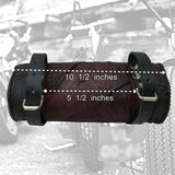 MADE TO ORDER Handcrafted Genuine Vegetal Rustic Maroon Leather Front Fork Tool Bag With Embossed Skull - Universal Motorcycle Bag