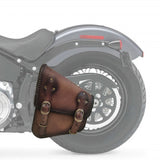 Handcrafted Light Brown Vegetal Leather Braided Motorcycle Left Side Saddlebag-Harley Davidson Softail-Universal Swingarm Bag