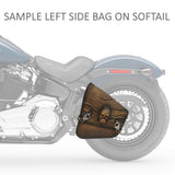 Handcrafted Rustic Color Vegetal Leather Motorcycle Left Side Saddlebag with Embossed Skull-Harley Davidson Softail-Universal Swingarm Bag