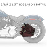 Handcrafted Light Rustic Maroon Vegetal Leather Embossed Skull Motorcycle Left Side Saddlebag-Harley Davidson Softail-Universal Swingarm Bag