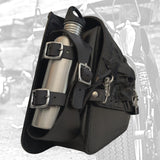 Handcrafted Black Vegetal Leather Motorcycle Left Side Saddlebag Skull Design-Harley Davidson Softail-Universal Swingarm Bag