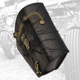 Handcrafted Vegetal Leather Motorcycle Left Side Steampunk Saddlebag-Harley Davidson Softail-Universal Swingarm bag with Skull