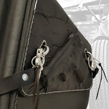 Handcrafted Vegetal Leather Black Motorcycle Left Side Saddlebag with Embossed Gun Design-Harley Davidson Softail-Universal Swingarm Bag
