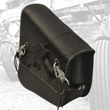 Handcrafted Vegetal Leather Black Motorcycle Left Side Saddlebag with Embossed Gun Design-Harley Davidson Softail-Universal Swingarm Bag