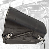 Handcrafted Vegetal Leather Black Motorcycle Left Side Saddlebag with Embossed Gun Design-Harley Davidson Softail-Universal Swingarm Bag