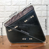 Handcrafted Vegetal Rustic Black Leather Embossed Skull Motorcycle Left Side Saddlebag-Harley Davidson Softail-Universal Swingarm Bag